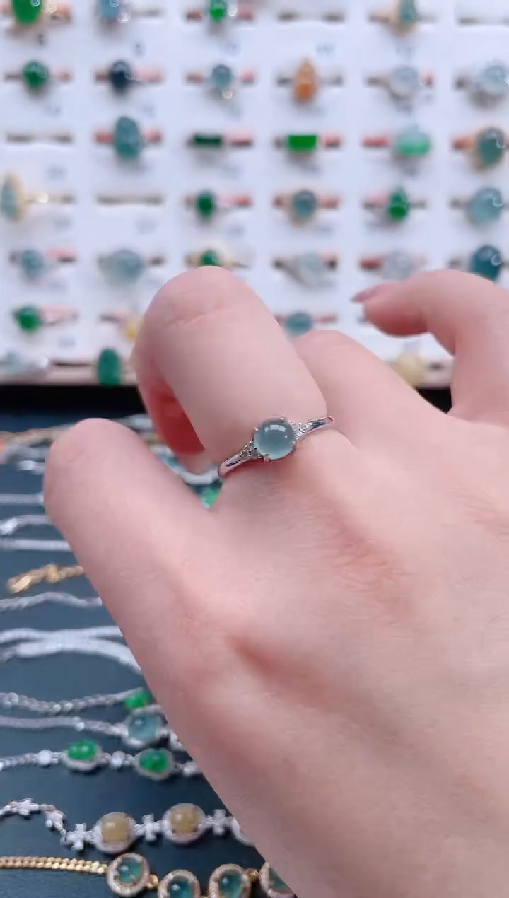 银S925镶嵌戒指翡翠天然翡翠
