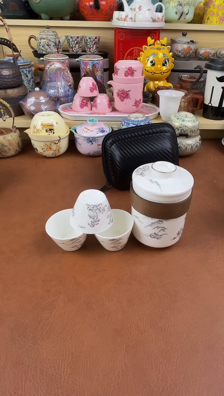 陶瓷茶具摆件旅行套组