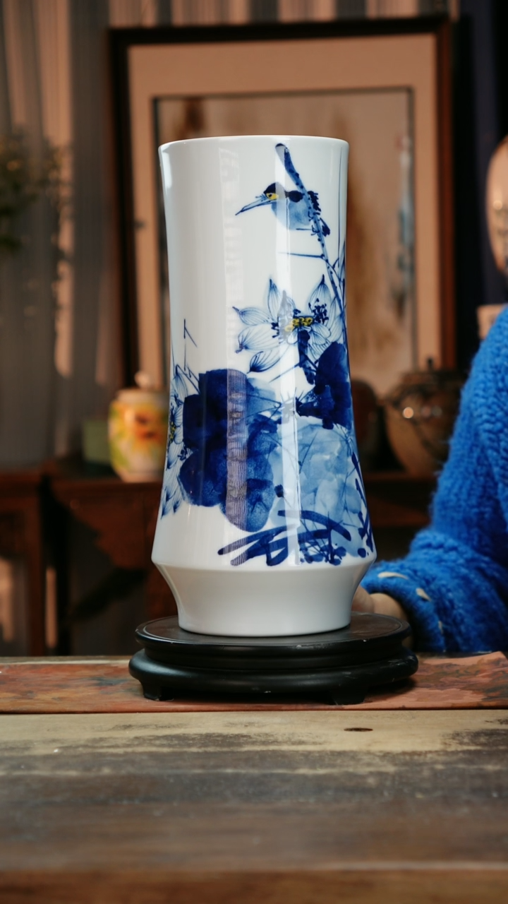 【闪购商品】瓷片景德镇纯手工釉下彩精品花瓶