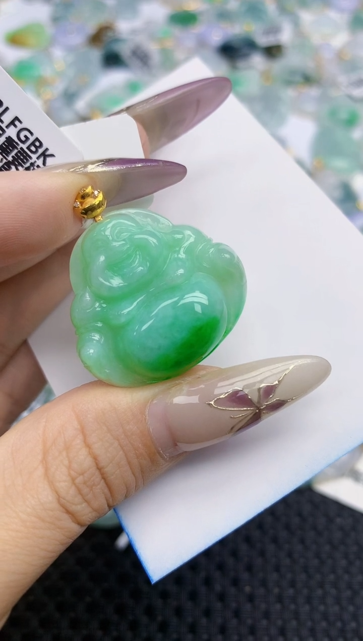 翡翠挂件18K金镶嵌149   天然翡翠A货