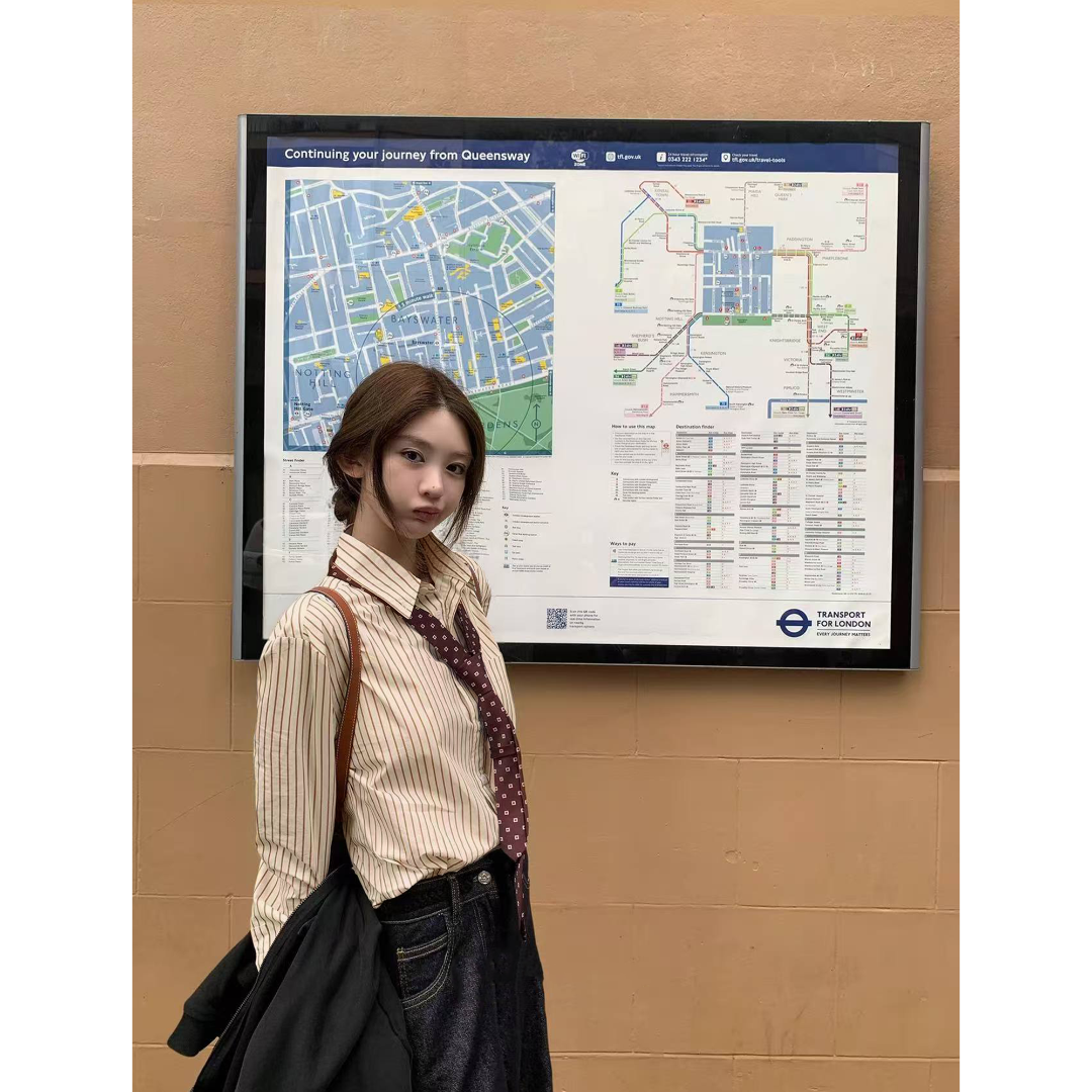 减龄经典条纹衬衣 C 9316#