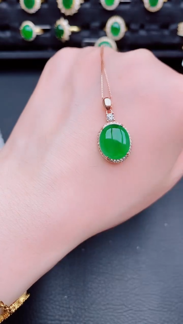 【闪购商品】翡翠颈饰银S925镶嵌天然a货翡翠189