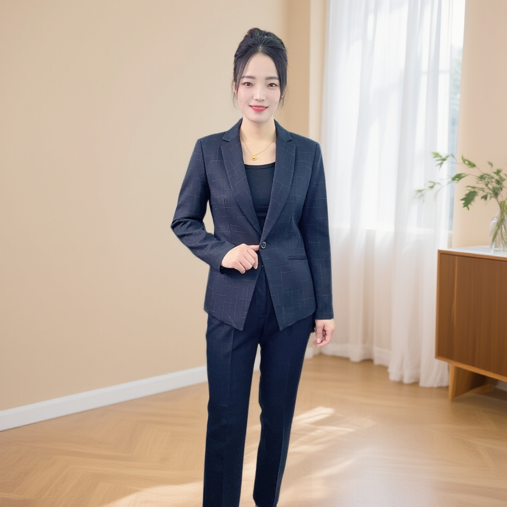 26-H1802秋冬修身款西装套装女士修身长袖常规款工作服面试商务