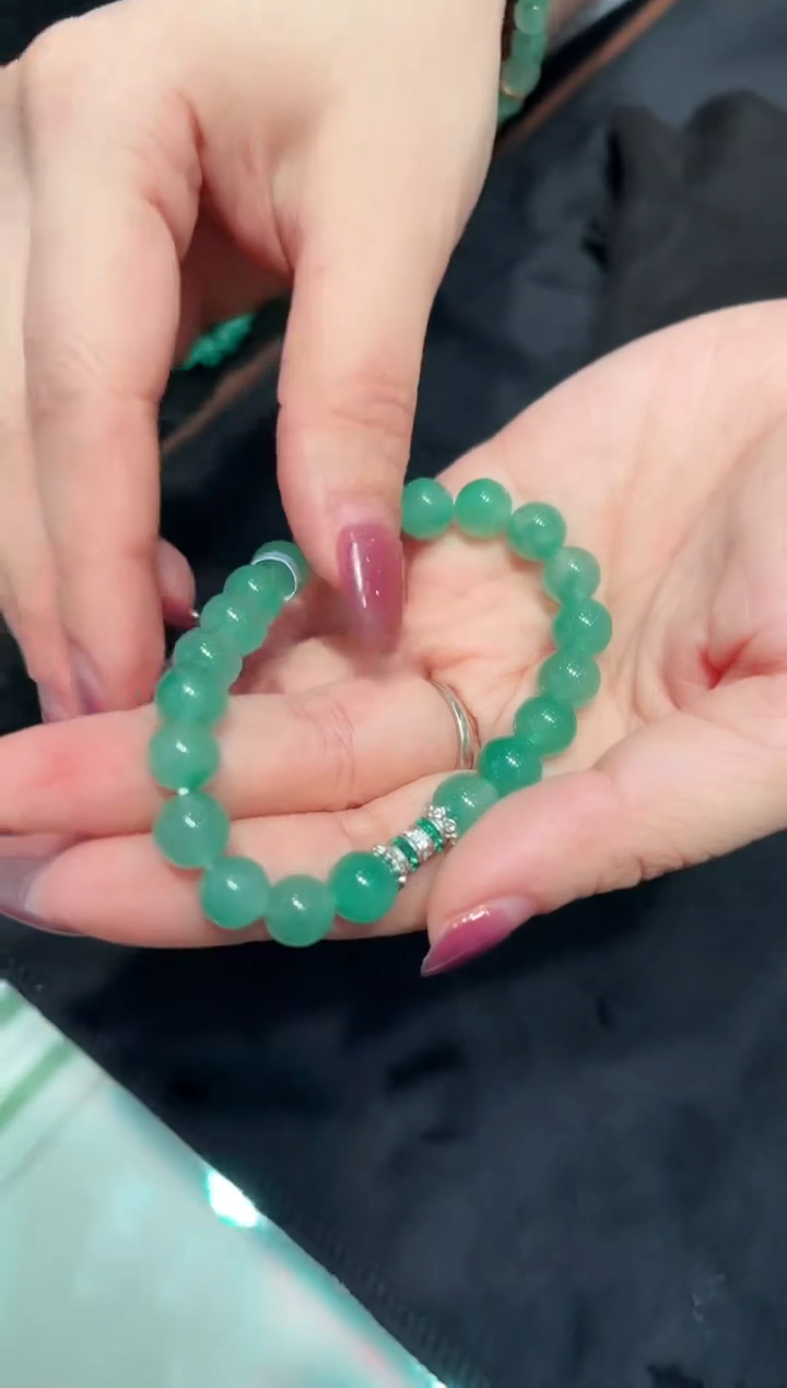 石英质玉（非洲翠）手链银S925镶嵌手串