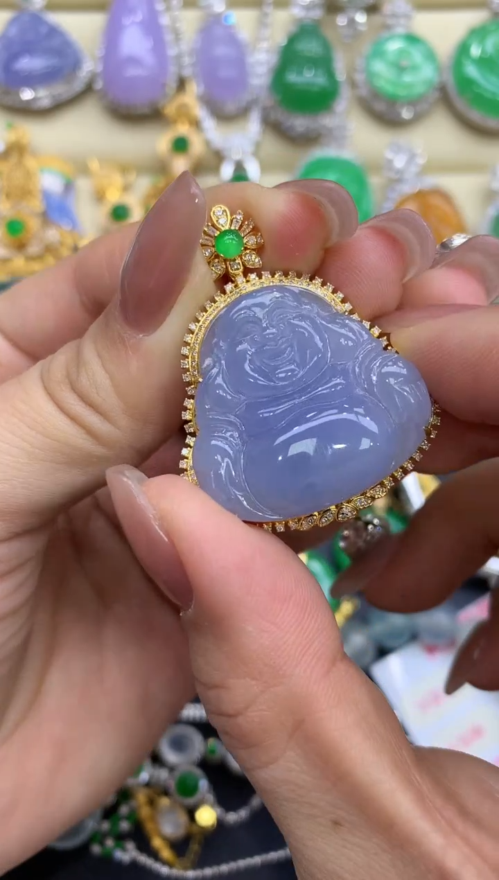 颈饰18K金镶嵌翡翠401-中国好珍宝