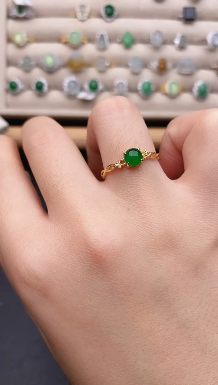 银S925镶嵌戒指翡翠0