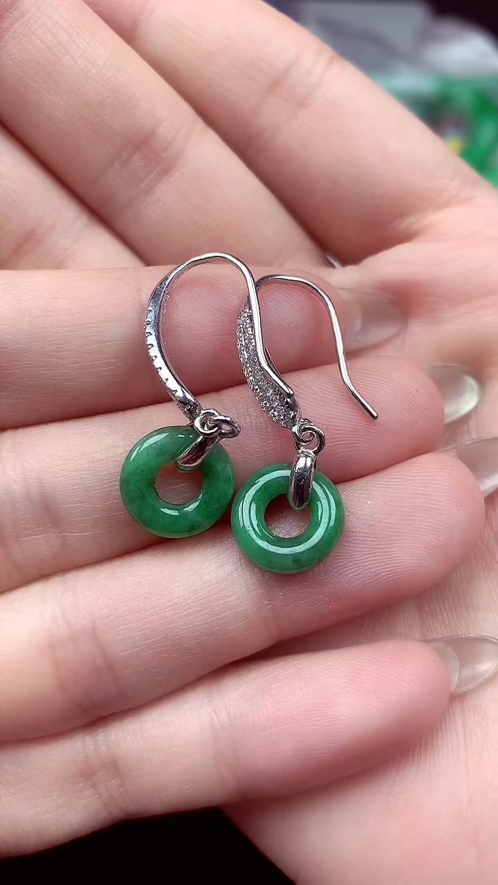 【闪购商品】翡翠耳饰银S925镶嵌耳饰