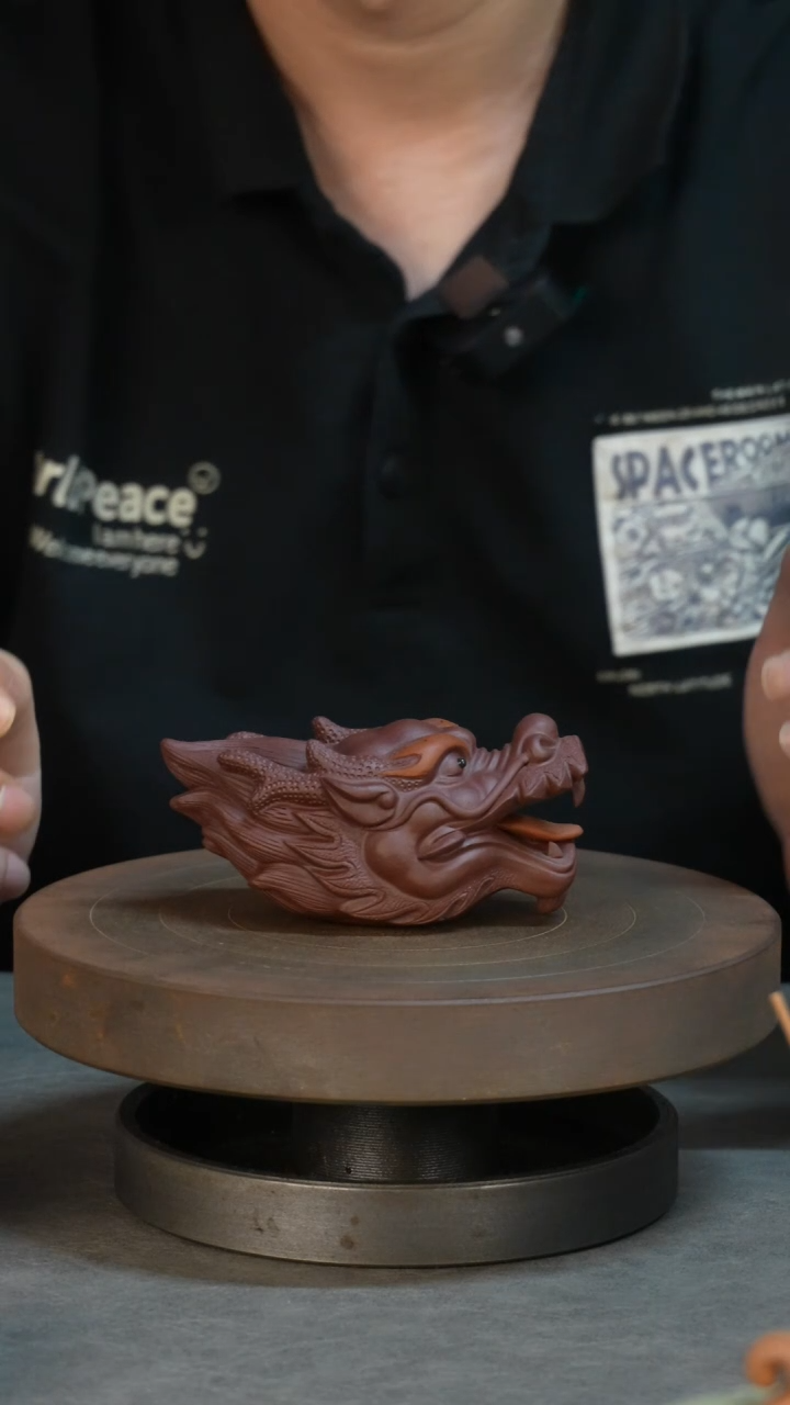 紫砂1紫砂紫泥龙头摆件