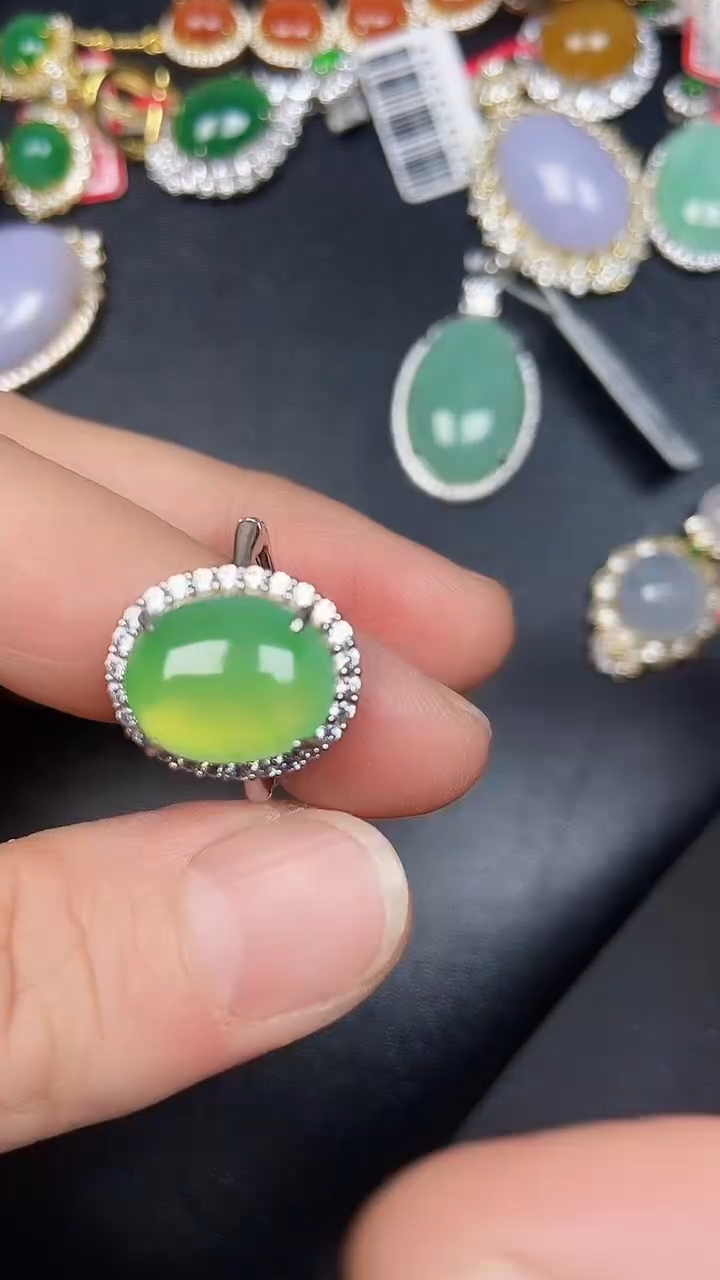 银S925镶嵌戒指翡翠2180