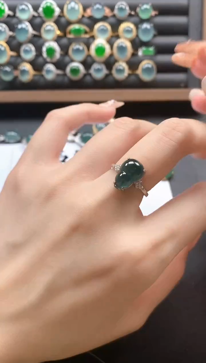 银S925镶嵌戒指翡翠51511
