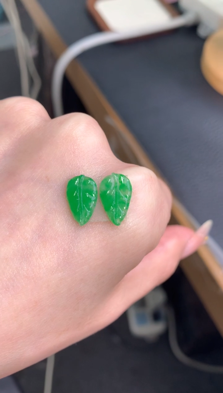 未镶嵌定制翡翠一对叶子