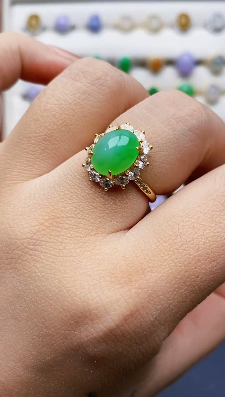 银S925镶嵌戒指翡翠0622