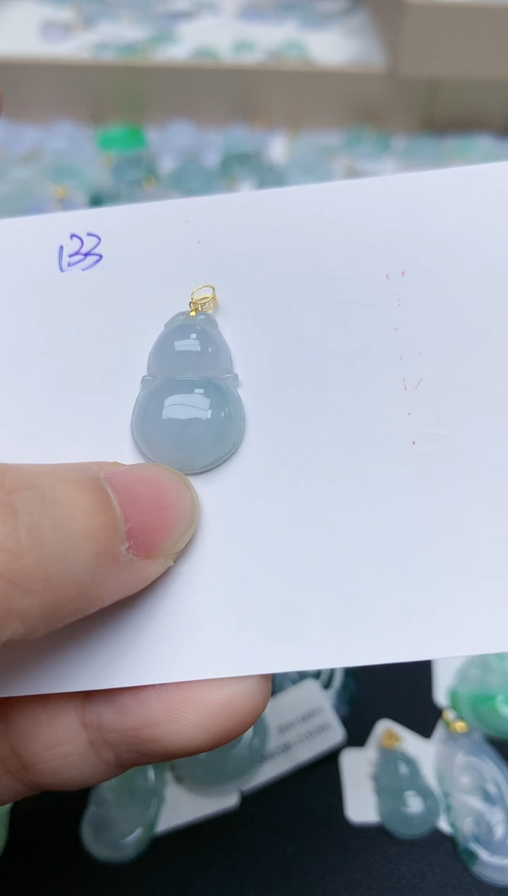 【闪购商品】翡翠颈饰18K金镶嵌天然翡翠A货    