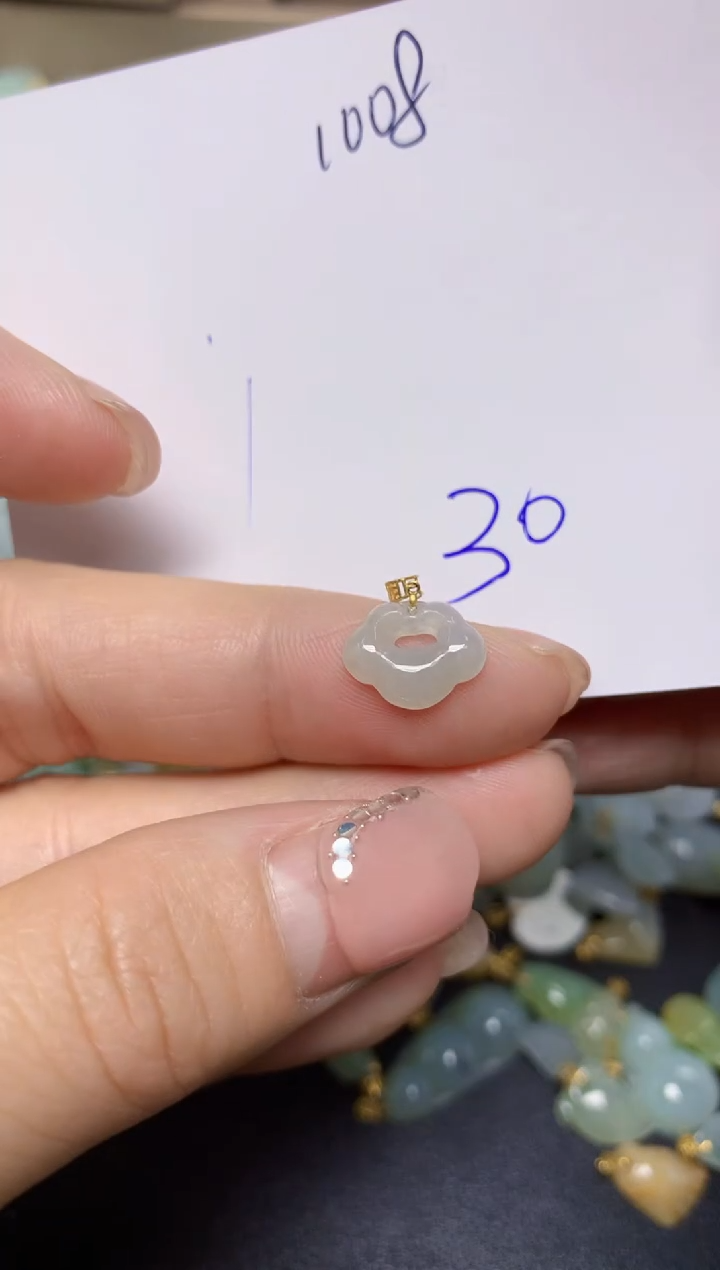 【闪购商品】翡翠挂件18K金镶嵌 天然翡翠A货