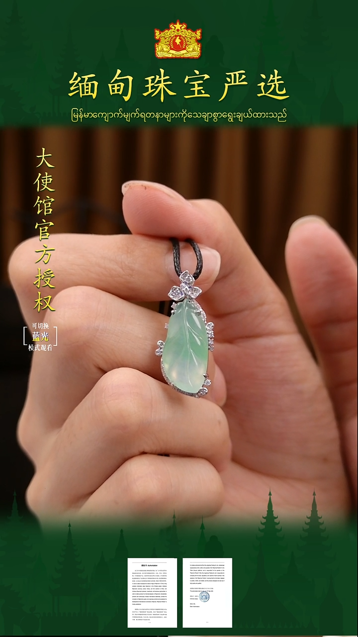 翡翠18K金镶嵌吊坠(不含链) 缅甸珠宝严选WYQ
