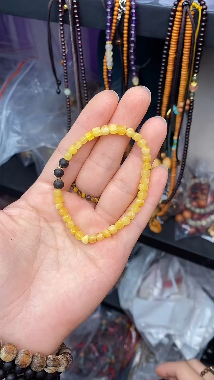 未镶嵌蜜蜡手串蜜蜡金绞单圈
