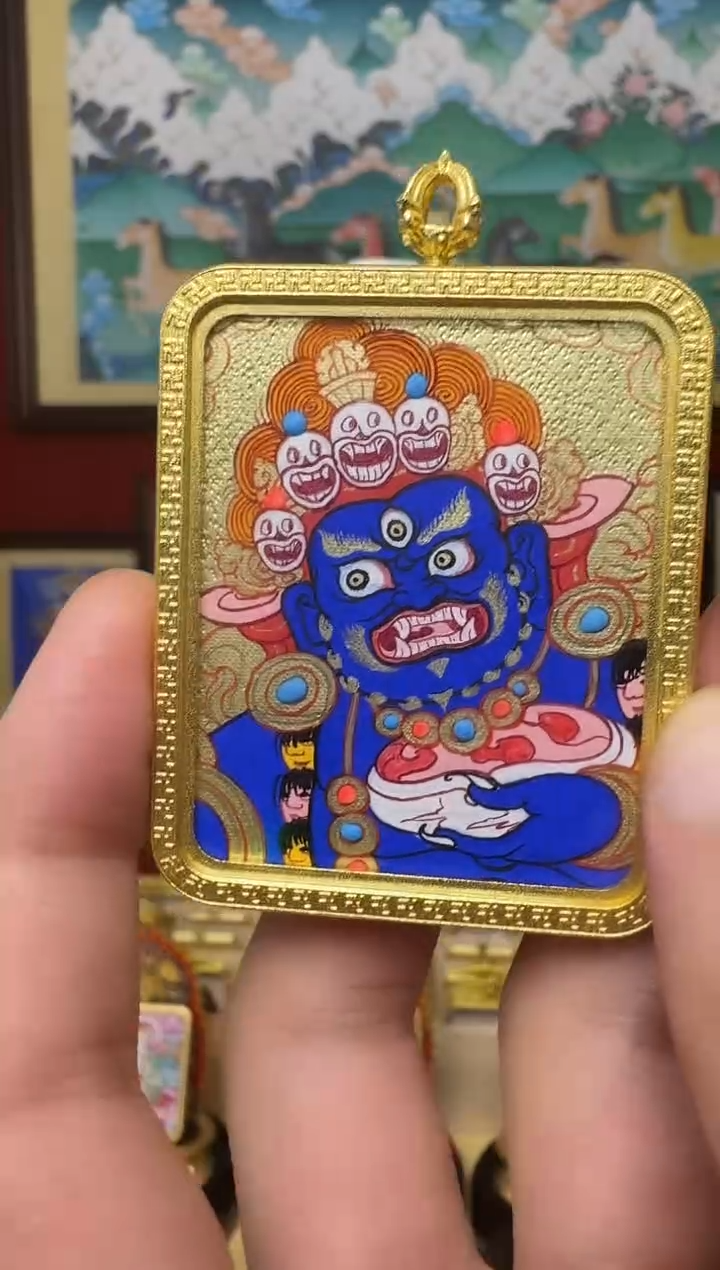 吊坠大黑-热贡纯手绘周毛