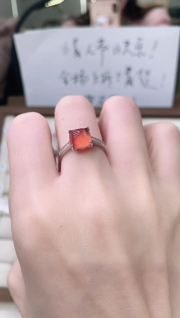 【闪购商品】石榴石（芬达石）戒指银S925镶嵌............