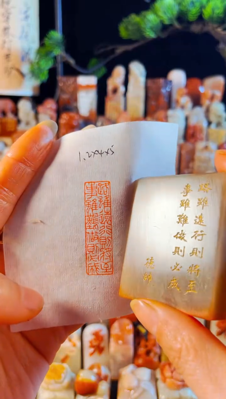 巴林石印石手工篆刻《路虽远行将必至,事虽难做则必成》