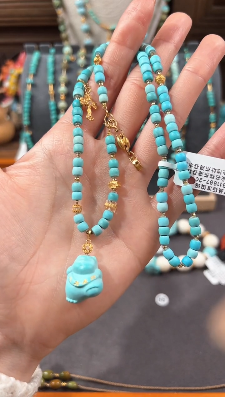 【闪购商品】绿松石颈饰18K金镶嵌绿松石项链