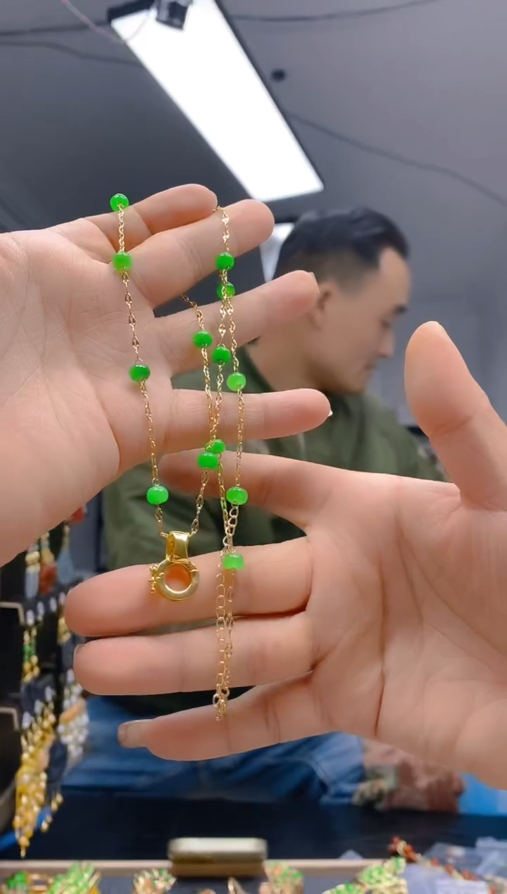 【闪购商品】翡翠耳饰合金321翡翠锁骨链