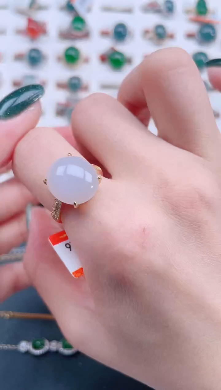 银S925镶嵌戒指翡翠天然翡翠