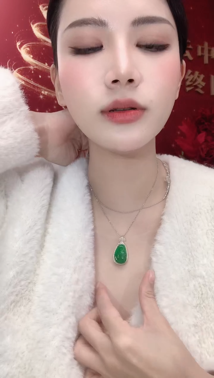 吊坠(不含链)18K金镶嵌翡翠C19