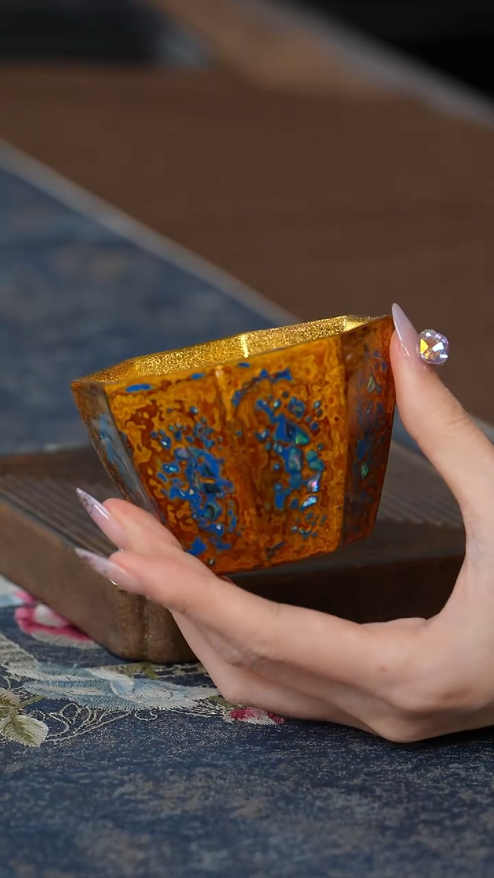 【闪购商品】【鎏金大漆八面杯】【蓝12西泠礼盒】