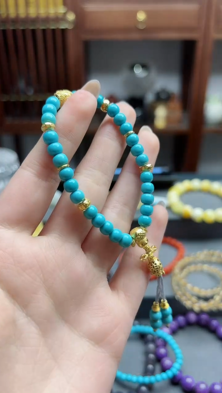 【闪购商品】绿松石手串18K金镶嵌18k金松石手串*1 LG