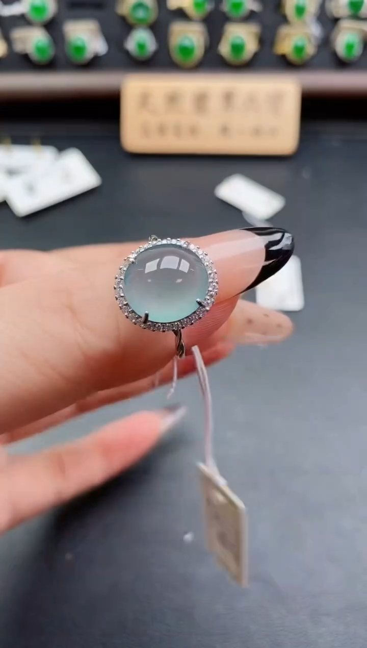 银S925镶嵌戒指翡翠1