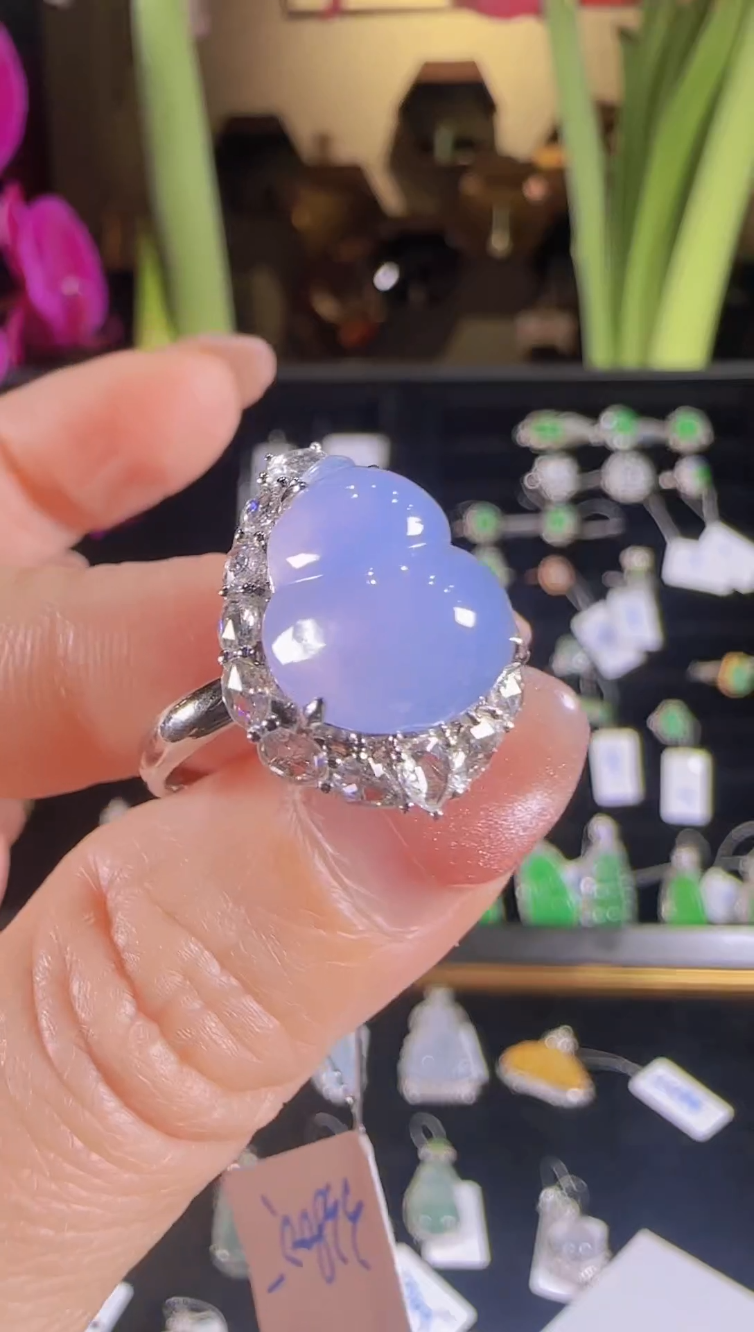 【闪购商品】翡翠戒指18K金镶嵌冰紫罗兰葫芦