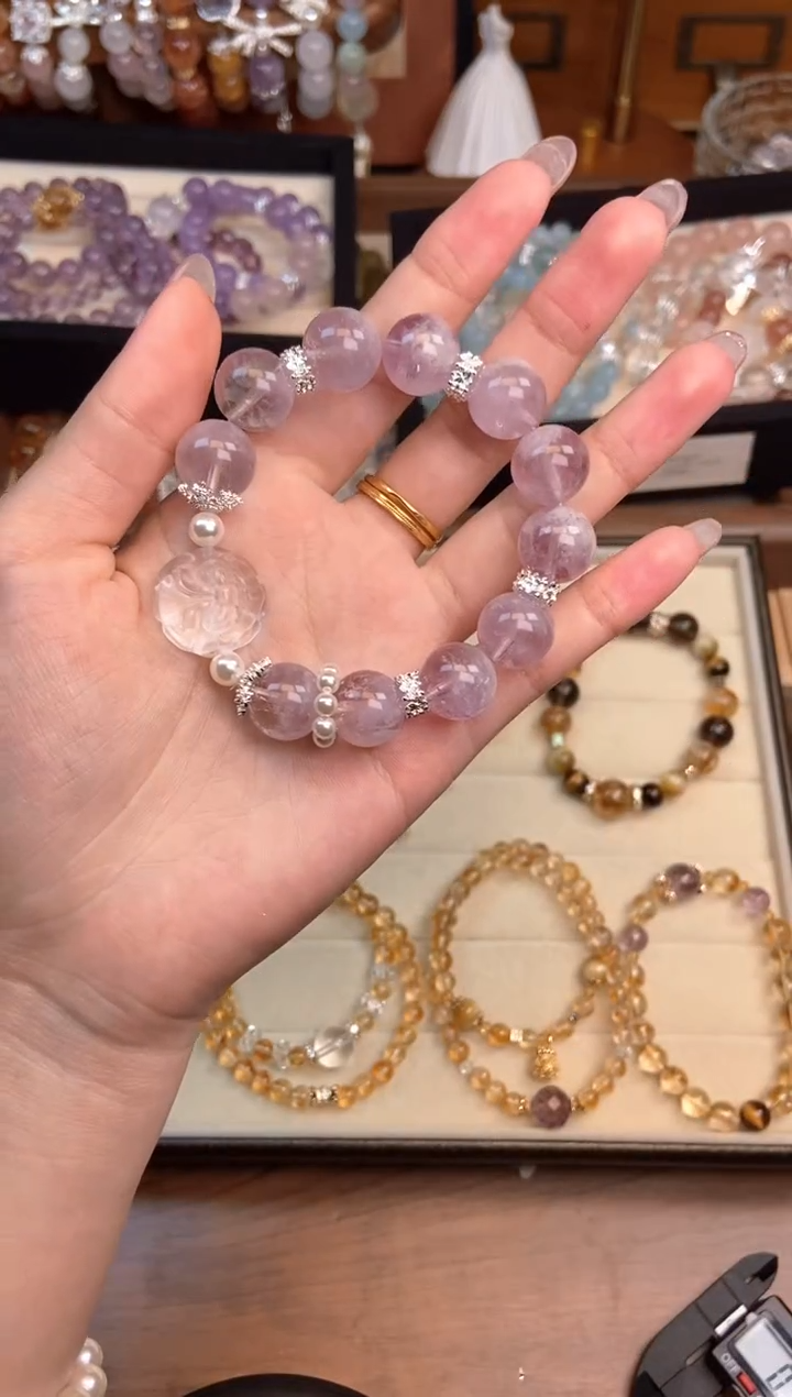 【闪购商品】水晶手链未镶嵌紫兔毛