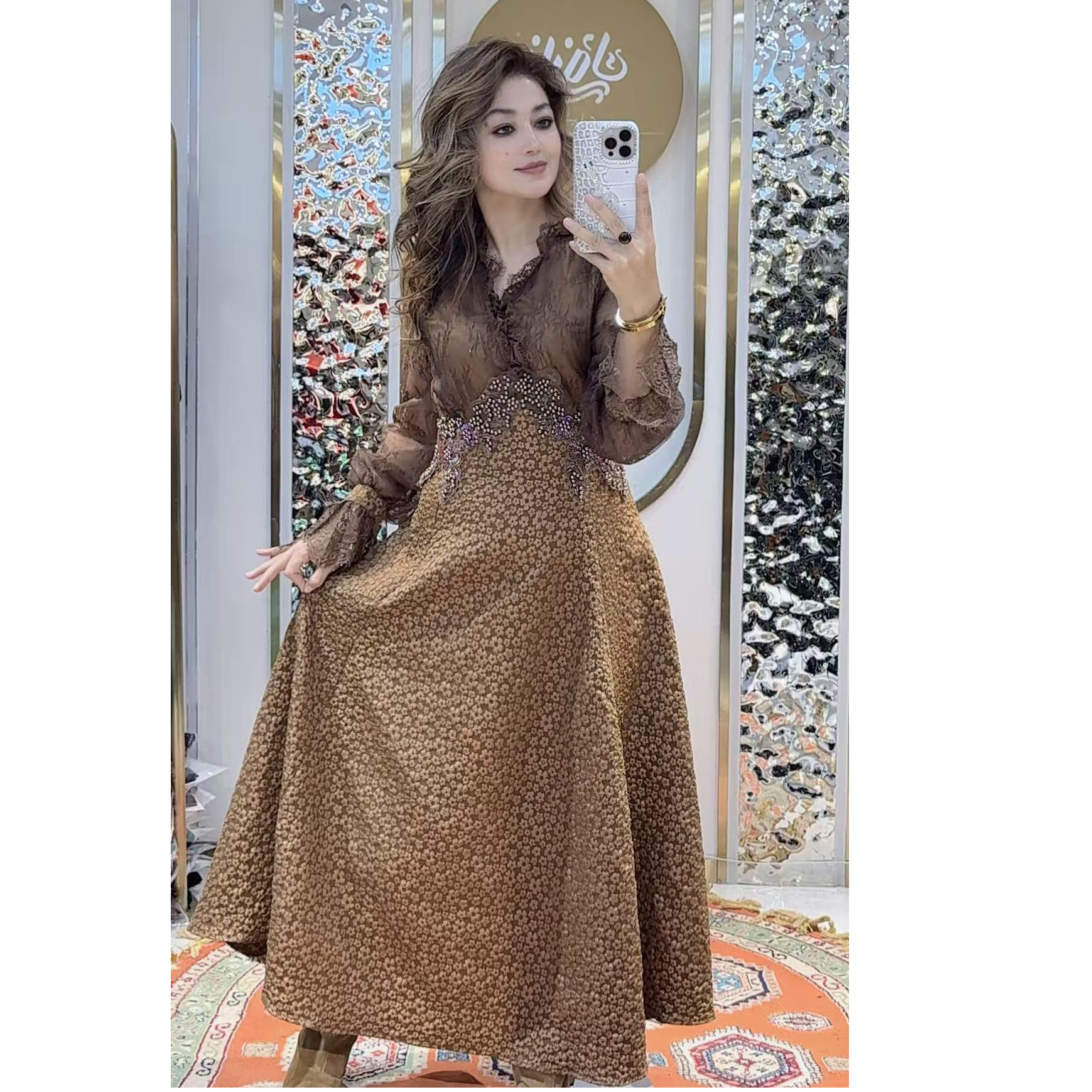 1230纯色秋季连衣裙气质高腰长裙女装收腰轻熟风法式秋冬