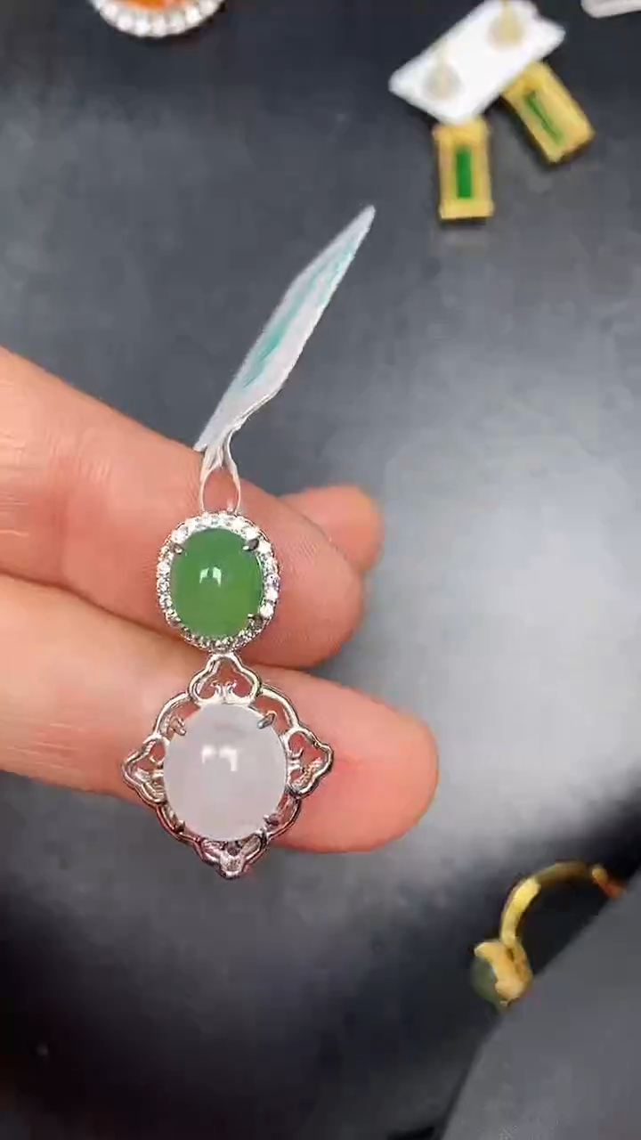 银S925镶嵌戒指翡翠4100