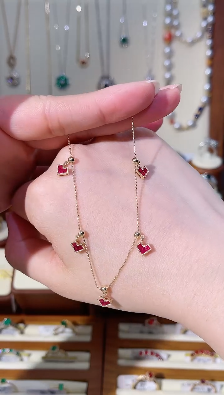 18K金镶嵌项链红宝石1.0ct红宝石项链