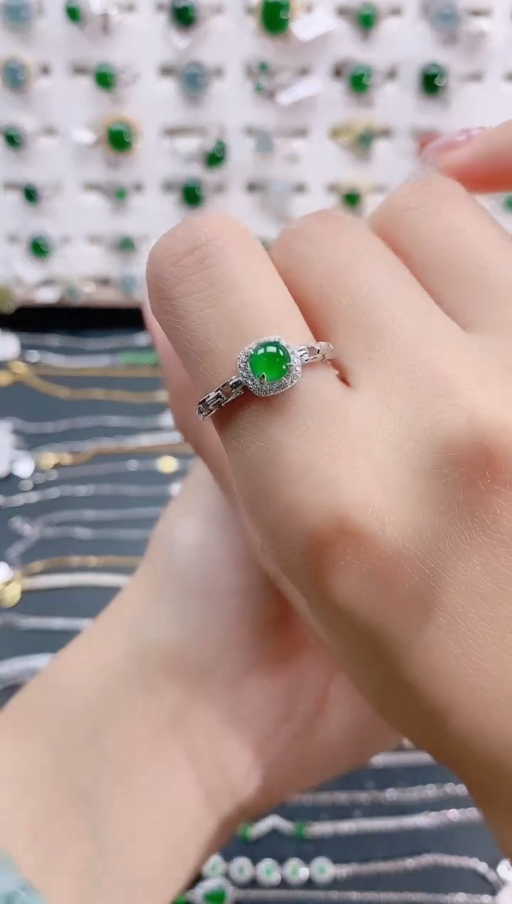 【闪购商品】翡翠戒指银S925镶嵌天然翡翠