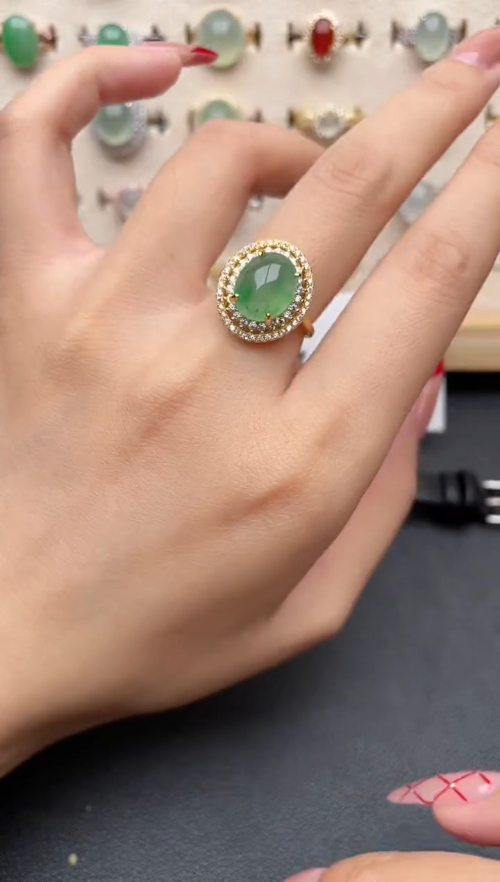 【闪购商品】翡翠戒指银S925镶嵌一物一证一礼盒