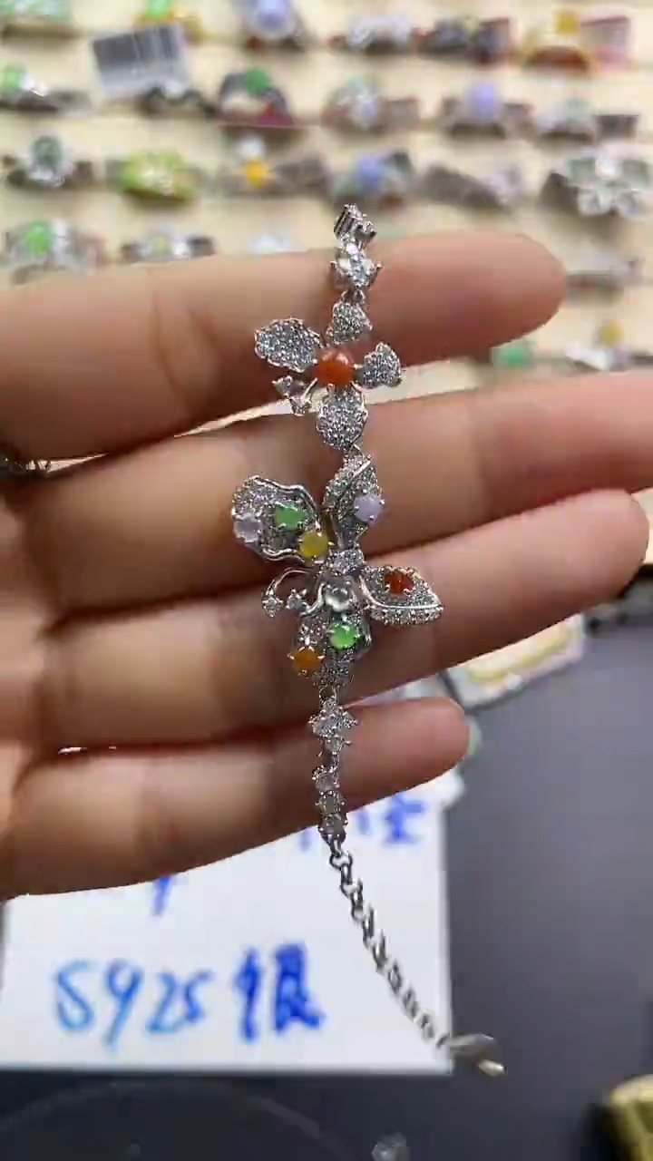 银S925镶嵌戒指翡翠翡翠 蛋面 银S925镶嵌