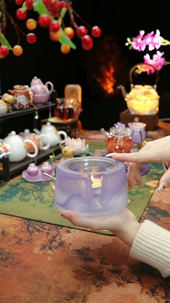 【闪购商品】紫色水晶琉璃蜡烛温茶台