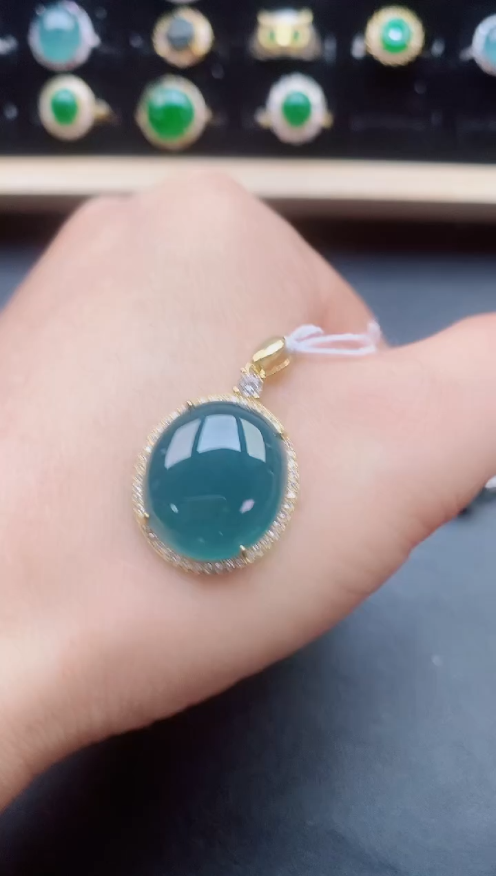 翡翠银S925镶嵌吊坠(赠链)1231