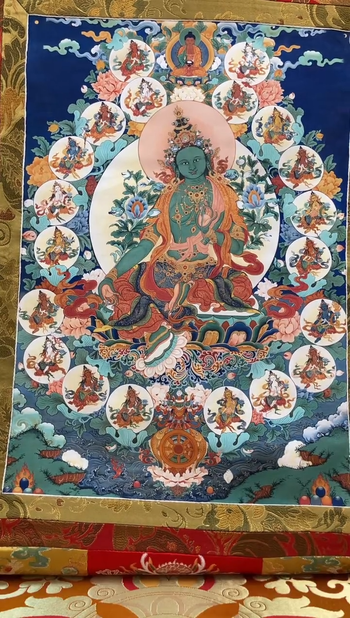 【闪购商品】卷轴画矿物质喷绘  21度母1.3m金色龙布