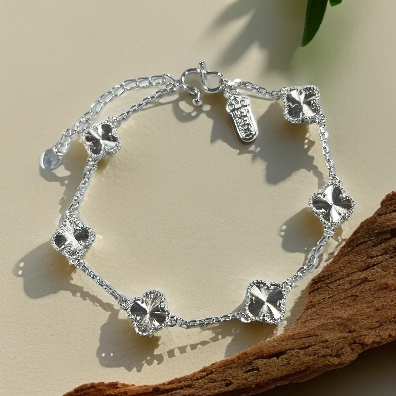 足银脚链 轻奢幸运草四叶草百搭脚链