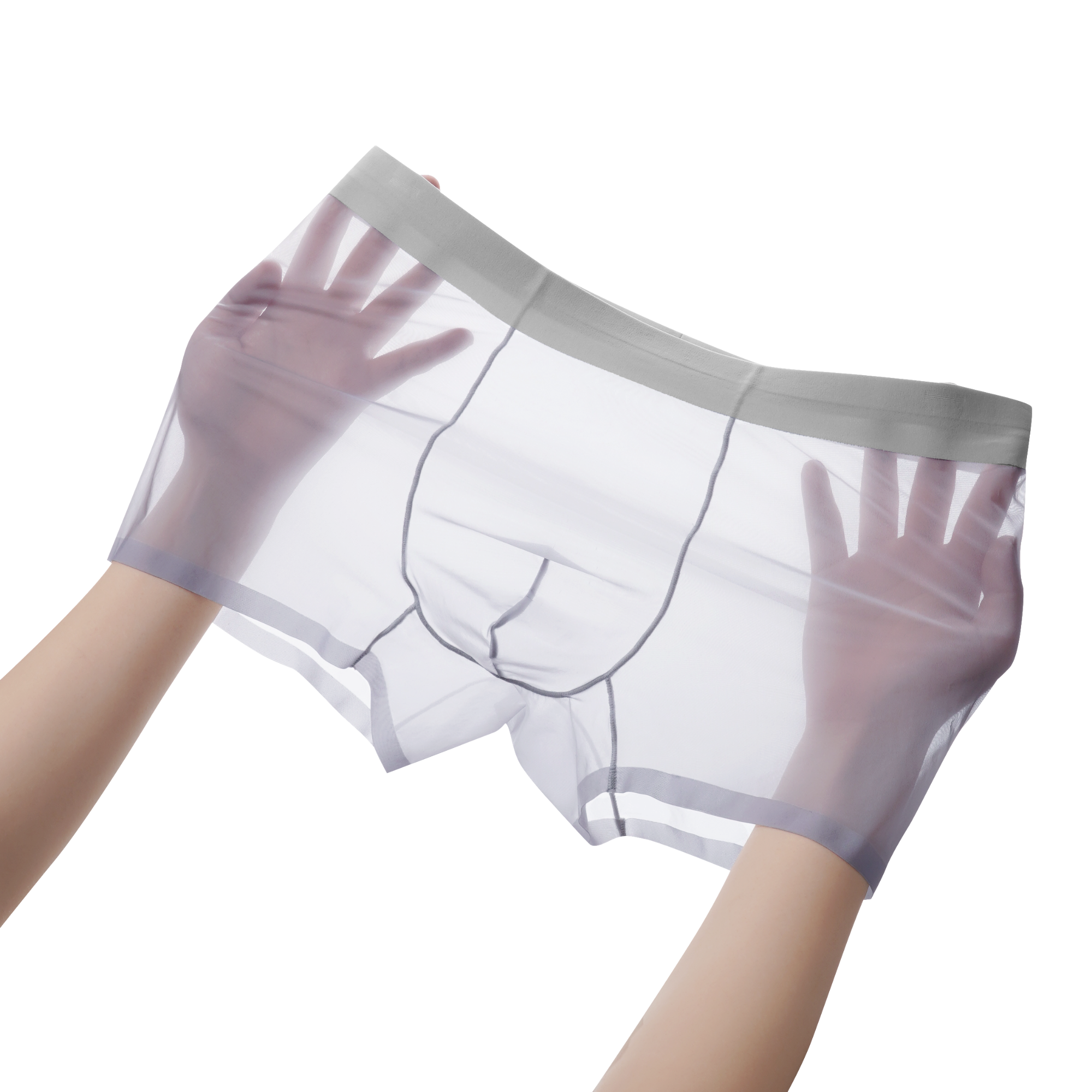 梦邦夏季透气超薄款无痕男士平角内裤中腰性感透明U凸四角面膜裤