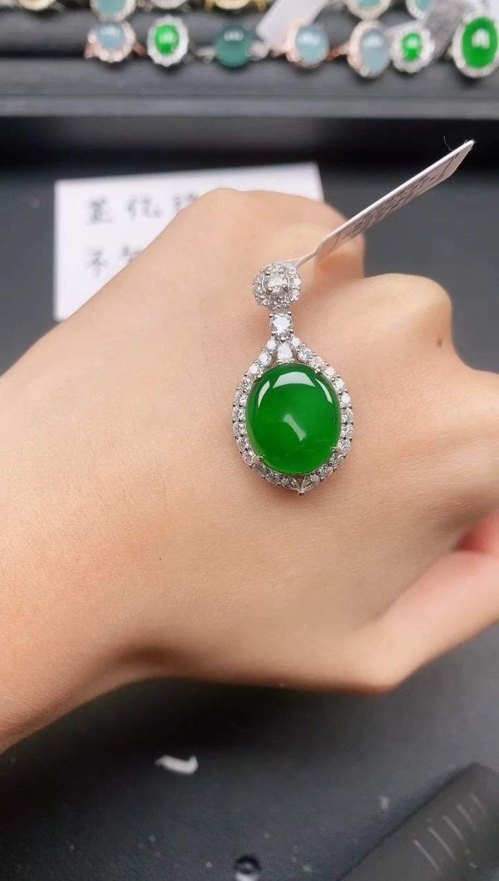 翡翠戒指银S925镶嵌1111