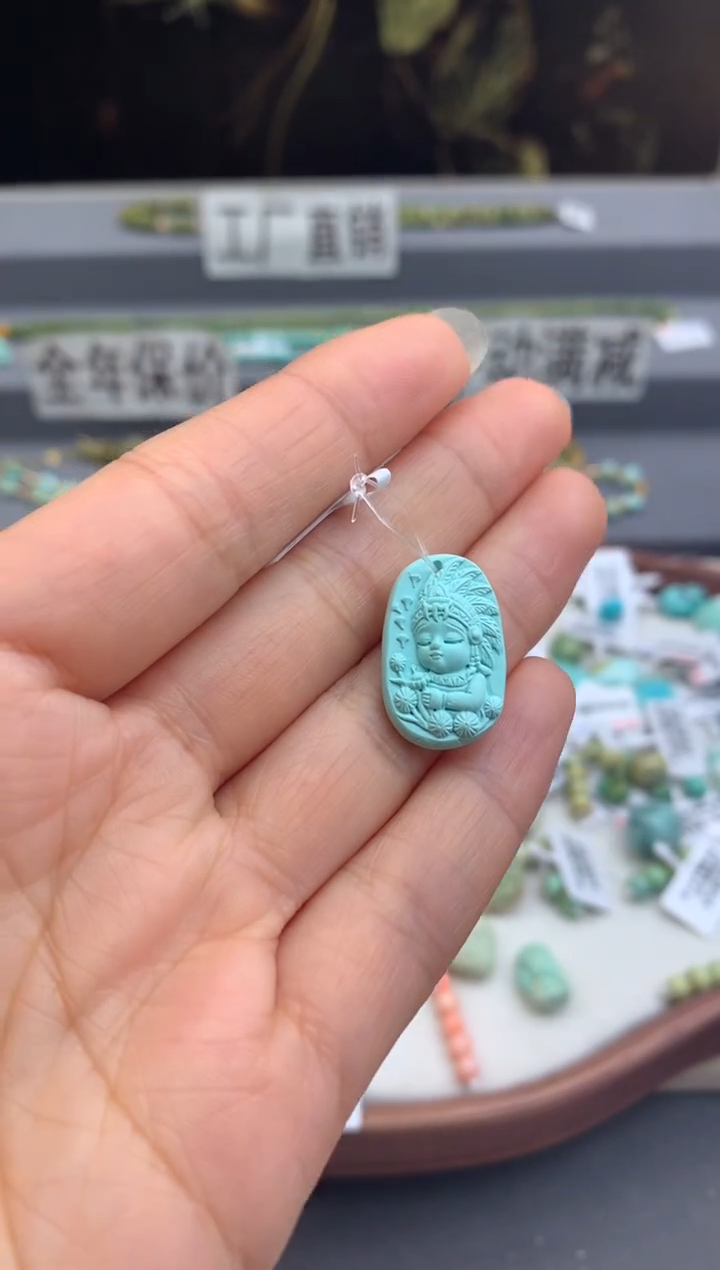 未镶嵌绿松石精工雕刻茜.C36