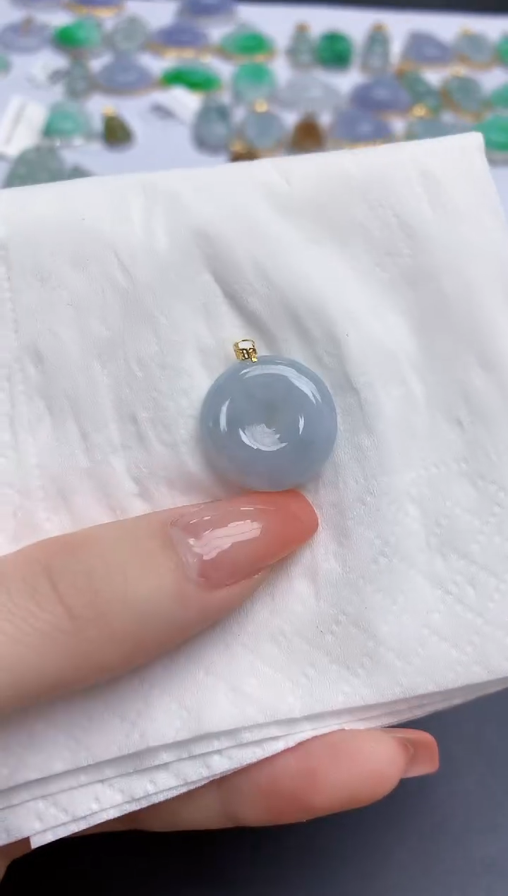 【闪购商品】翡翠颈饰18K金镶嵌天然缅甸翡翠A货