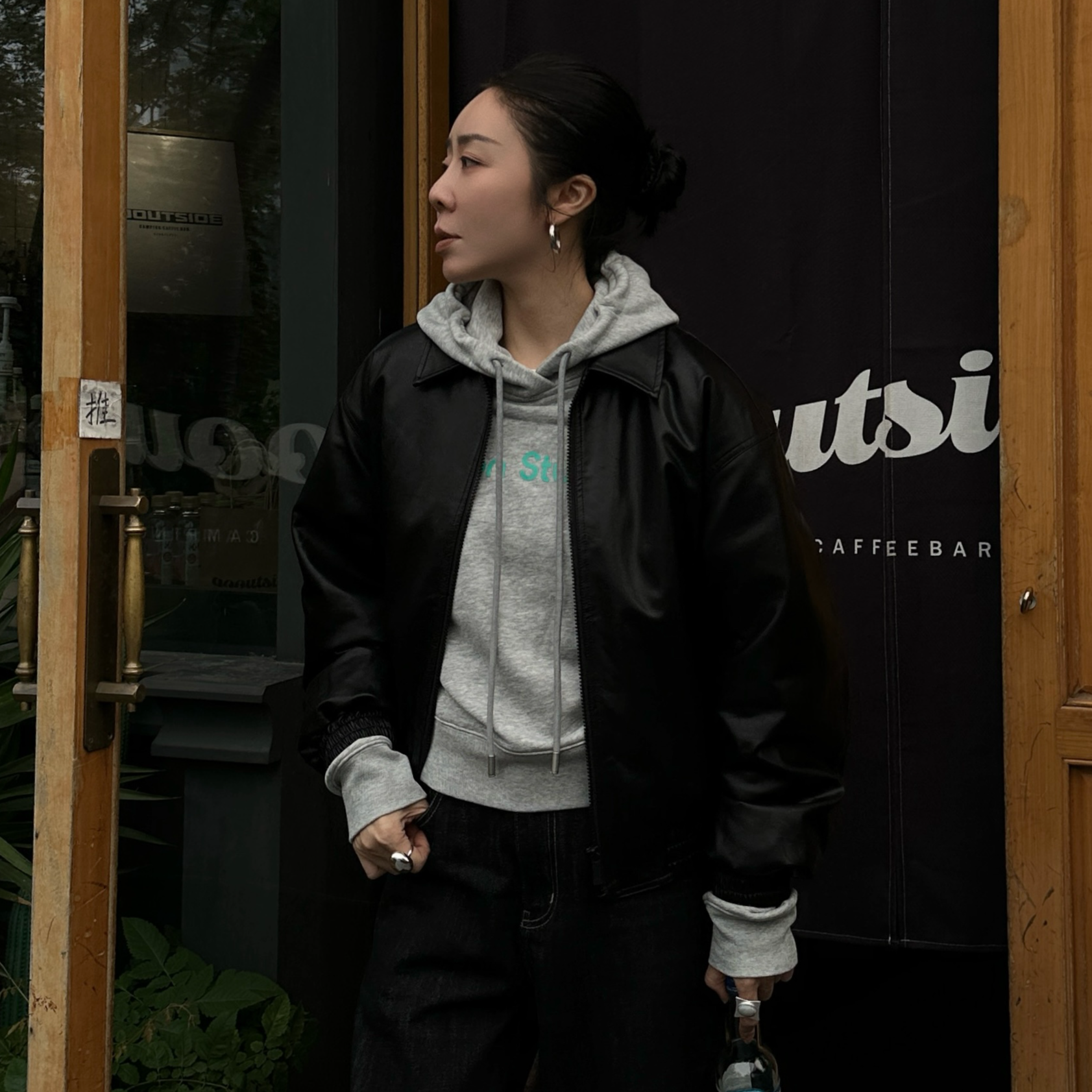 Action Studios大大 推荐新款翻领时尚休闲皮夹克鹅绒服WW081