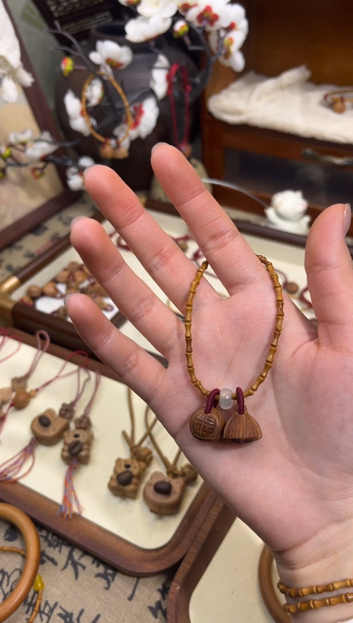 手串桃核【桃缘行】竹节「福气莲莲」桃核辟、挡、驱、护 备注手围