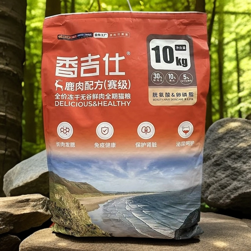 香吉仕全价生骨肉冻干无谷猫粮10kg鹿肉配方赛级猫粮成幼猫通用