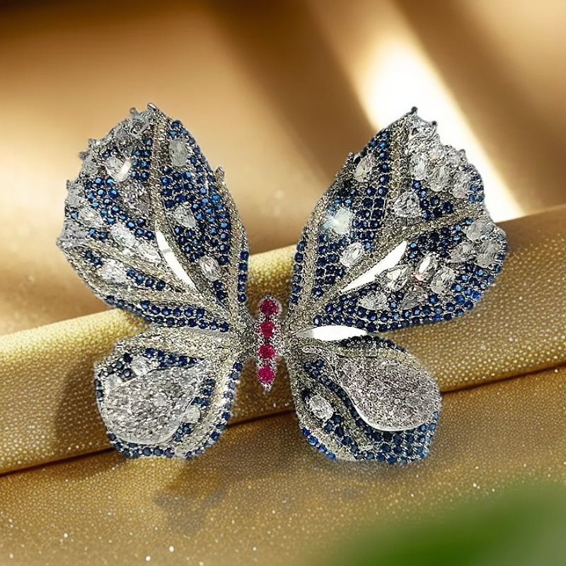 铜合金合成锆石胸针 1089爆款高货极光蝴蝶胸针